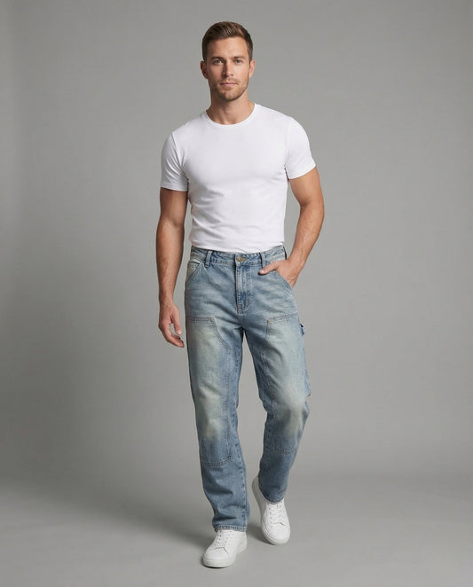 Herren Arbeitsjeans Mit Werkzeugtasche - Eveloria