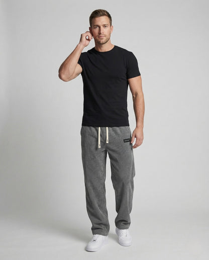 Herren Cordhose Weit Kordelzug Bequem Braun - Eveloria