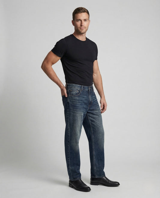 Unisex Gerade Jeans Denim Used-Look - Eveloria