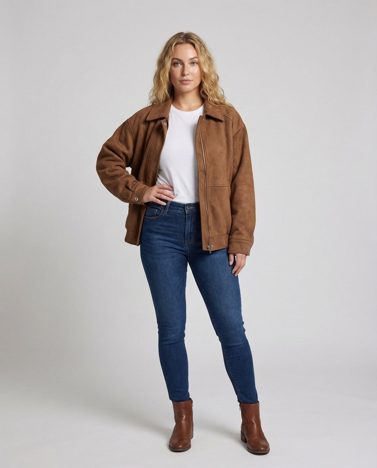 Damen Veloursjacke Revers - Eveloria