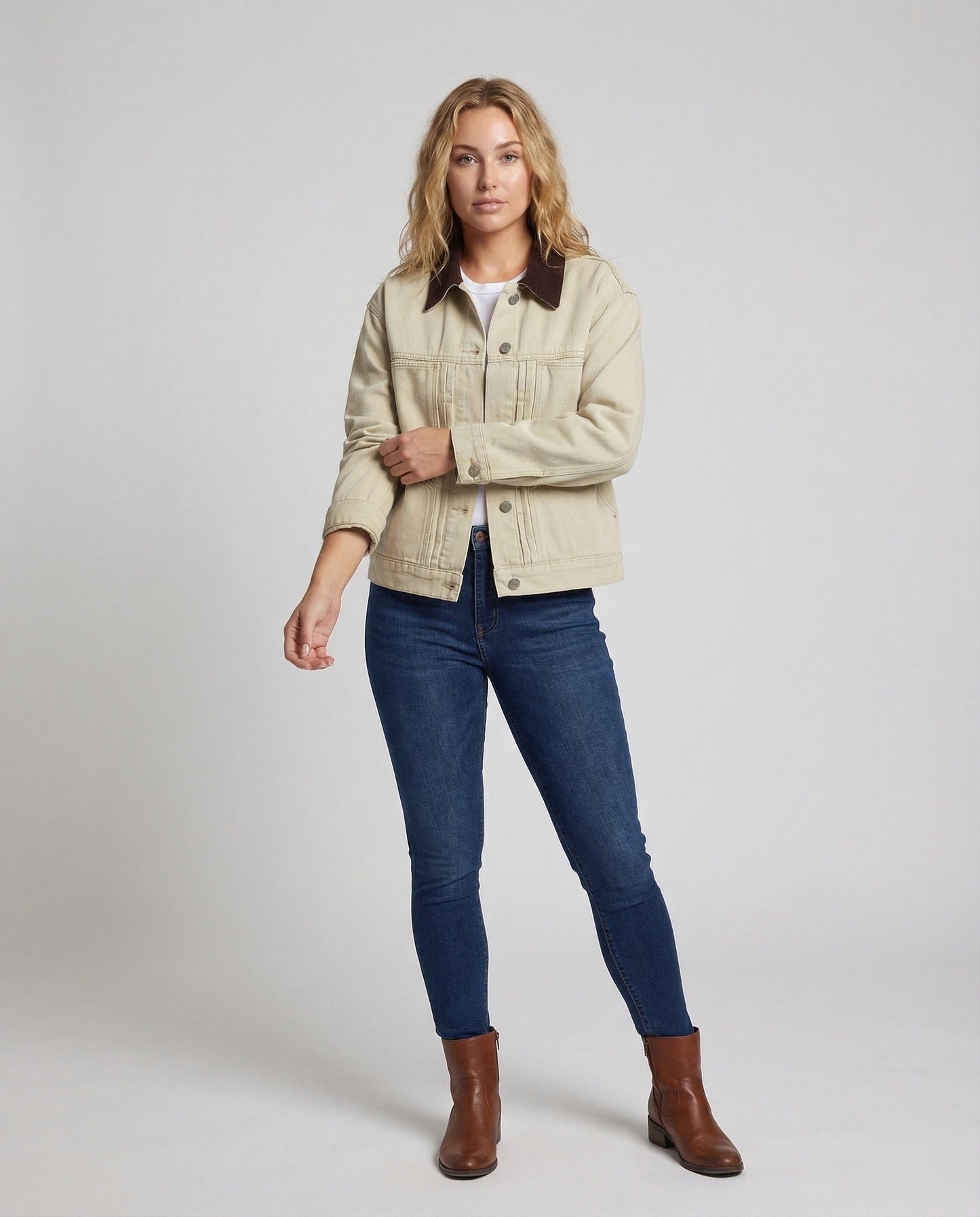Damen Baumwolljacke mit Cordkragen - Eveloria