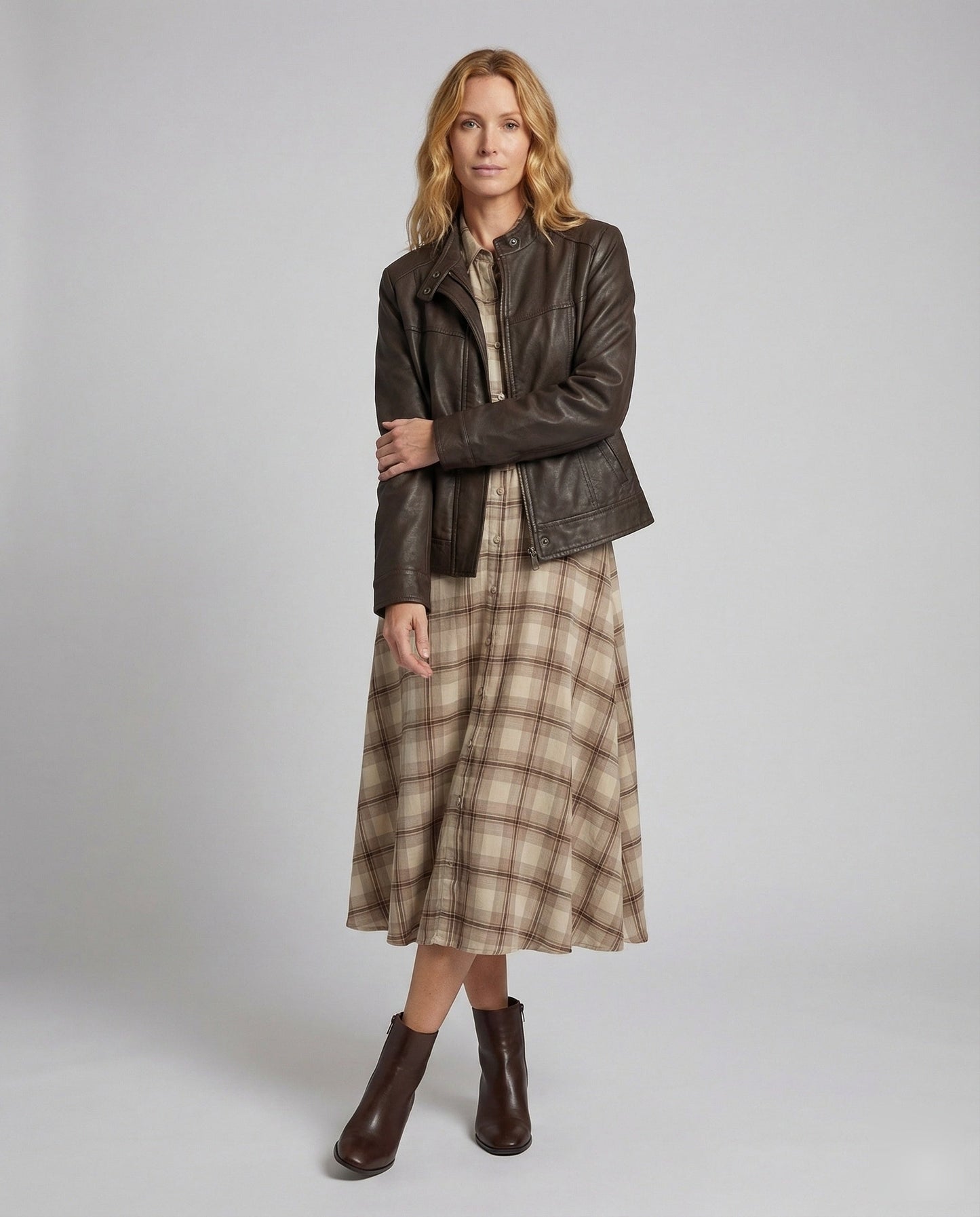 Damen Lederjacke Oversize Stehkragen Schwarz - Eveloria