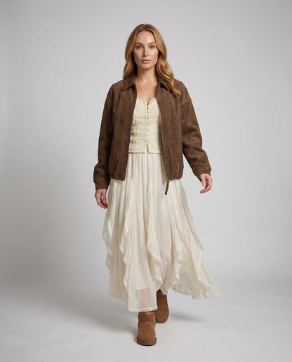 Damen Veloursjacke Raglan Ärmel - Eveloria
