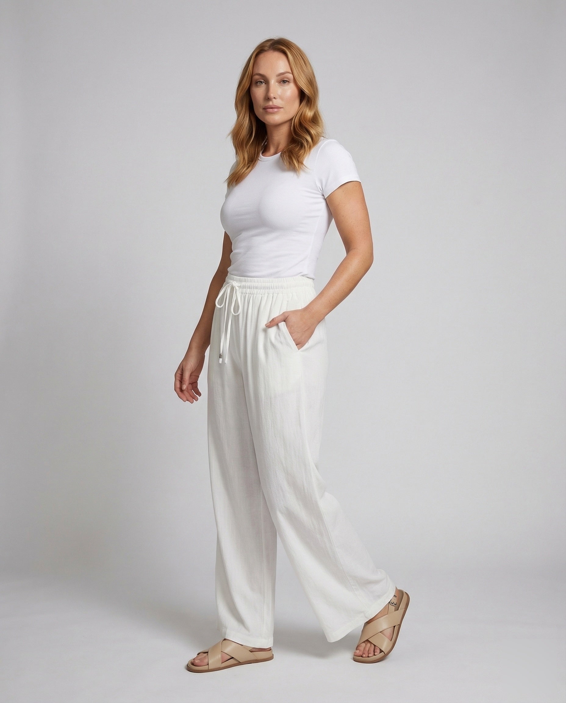 Damen Leinenhose Mit Elastikbund - Eveloria