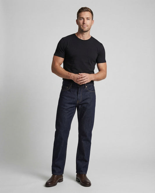 Herren High Waist Raw Denim Jeans - Eveloria