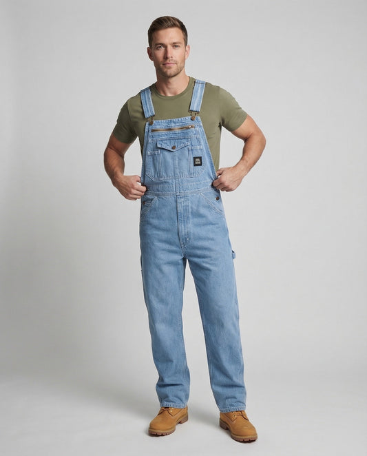 Herren Latzhose Denim Verstellbar Schwarz - Eveloria