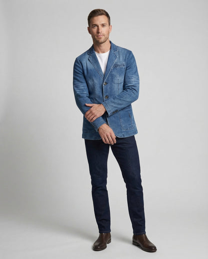 Herren Denimjackett Casual Blau - Eveloria