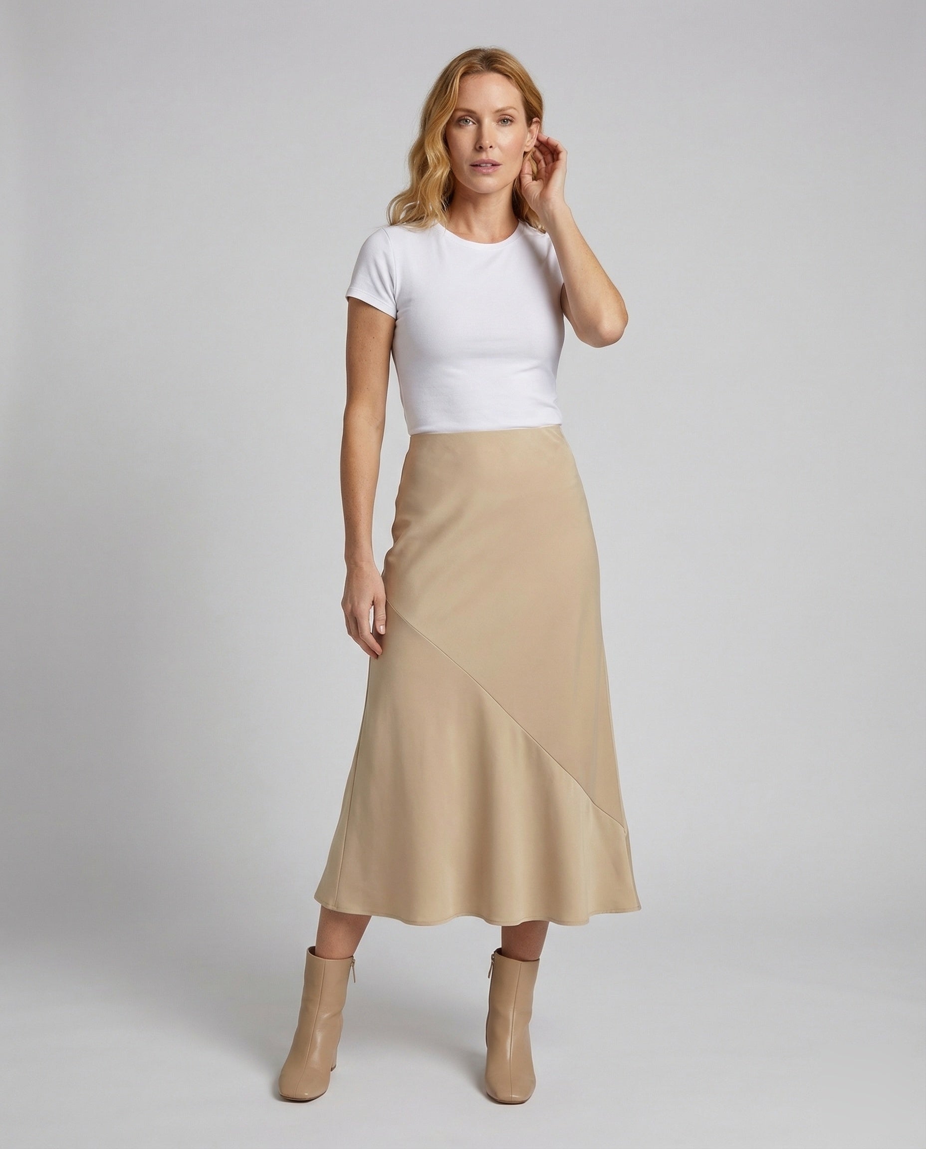 Damen Satin Maxirock A-Linie - Eveloria