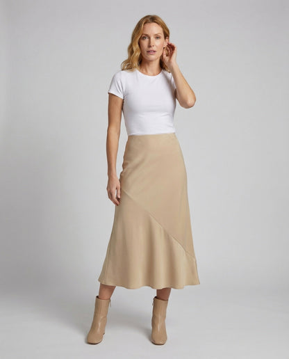 Damen Satin Maxirock A-Linie - Eveloria