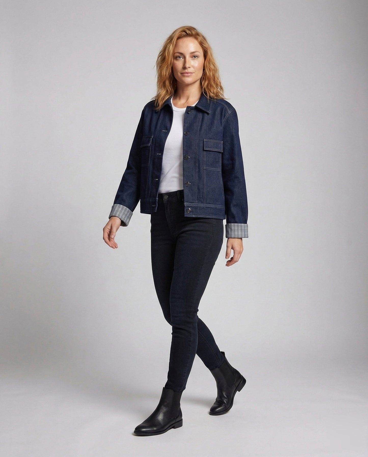 Damen Jeansjacke Boxy mit Brusttaschen - Eveloria
