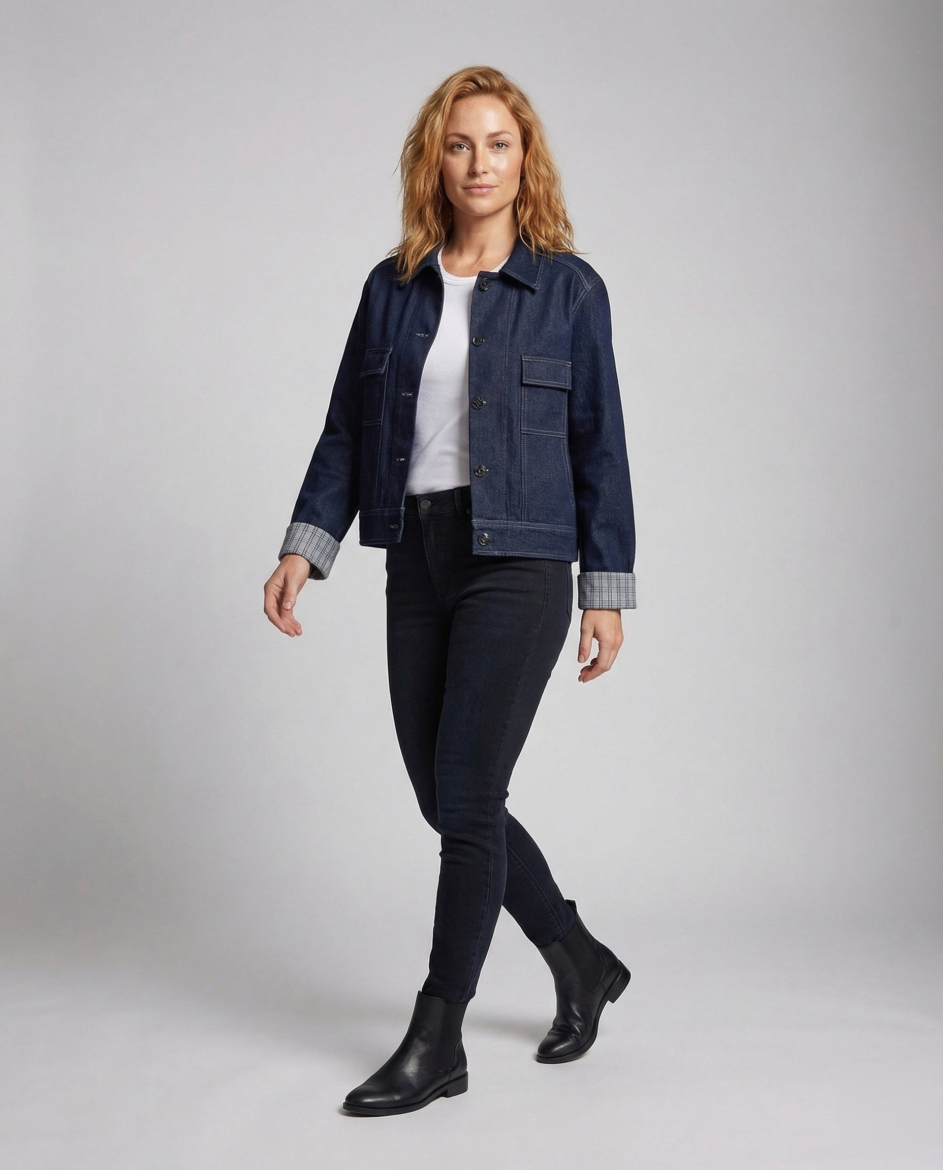 Damen Jeansjacke Boxy mit Brusttaschen - Eveloria