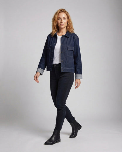 Damen Jeansjacke Boxy mit Brusttaschen - Eveloria