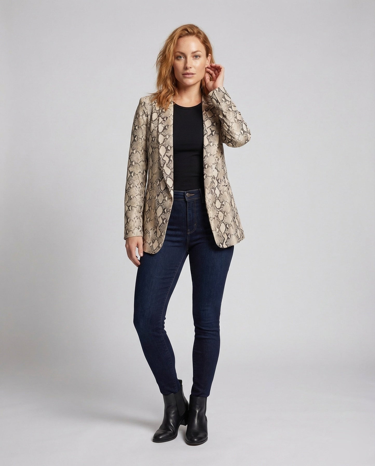 Damen Oversize Blazer Schlangenprint - Eveloria
