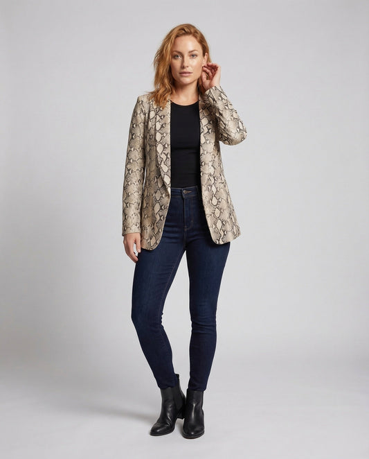 Damen Oversize Blazer Schlangenprint - Eveloria