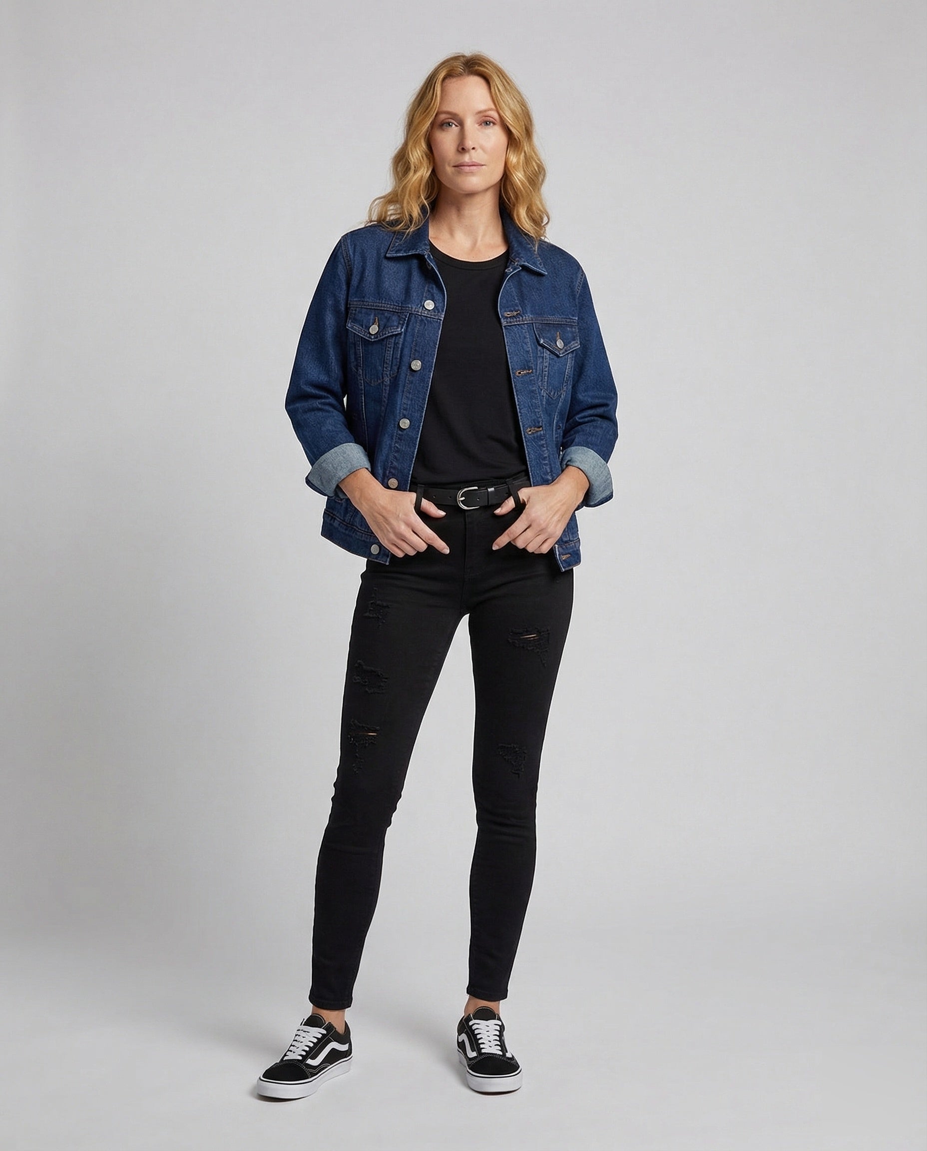 Damen Oversize Jeansjacke Blouson - Eveloria