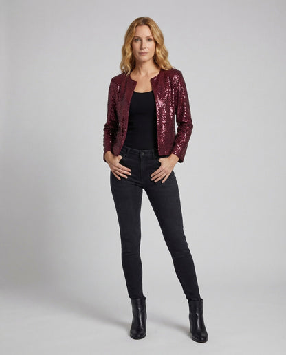 Damen Blazer Kurz Pailletten - Eveloria