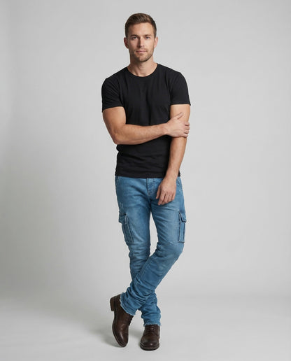 Herren Cargo-Hose Stretch-Denim - Eveloria