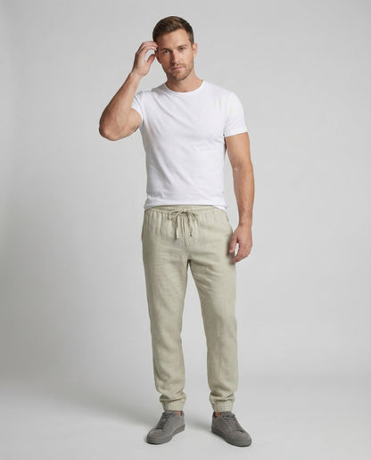 Herren Leinenhose Tapered Bein Schnitt Leinen - Eveloria
