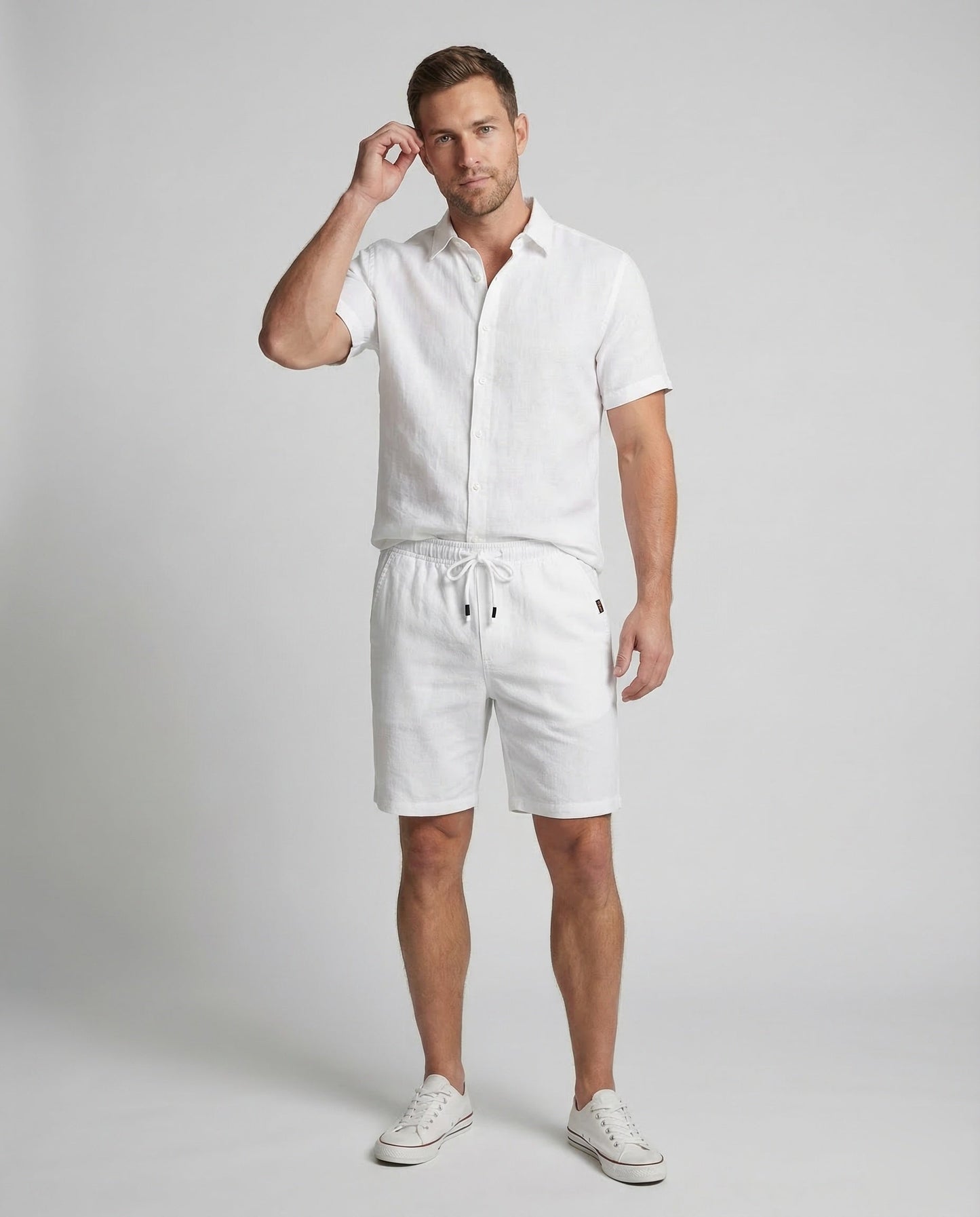 Herren Leinen-Shorts mit Kordelzug - Eveloria