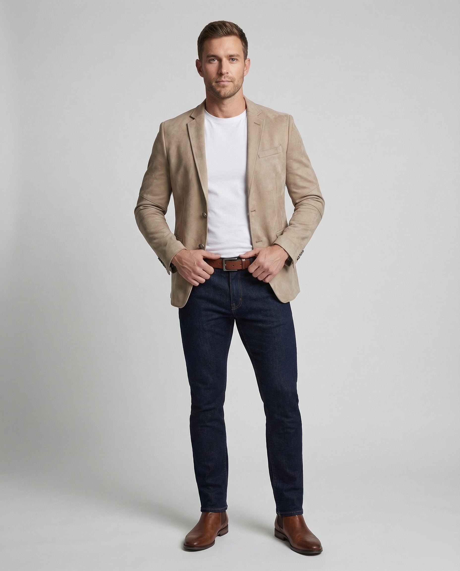 Herren Velours Sakko mit Revers - Eveloria