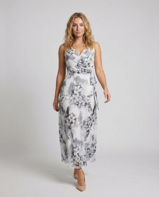 Damen Maxikleid Wickeloptik Chiffon - Eveloria