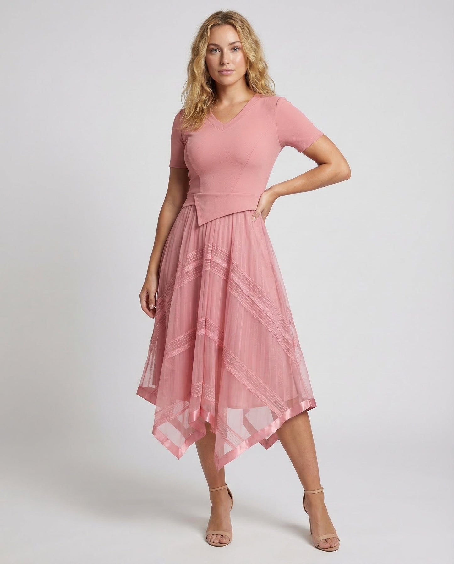 Damen Strickkleid Stufenrock Midilänge - Eveloria