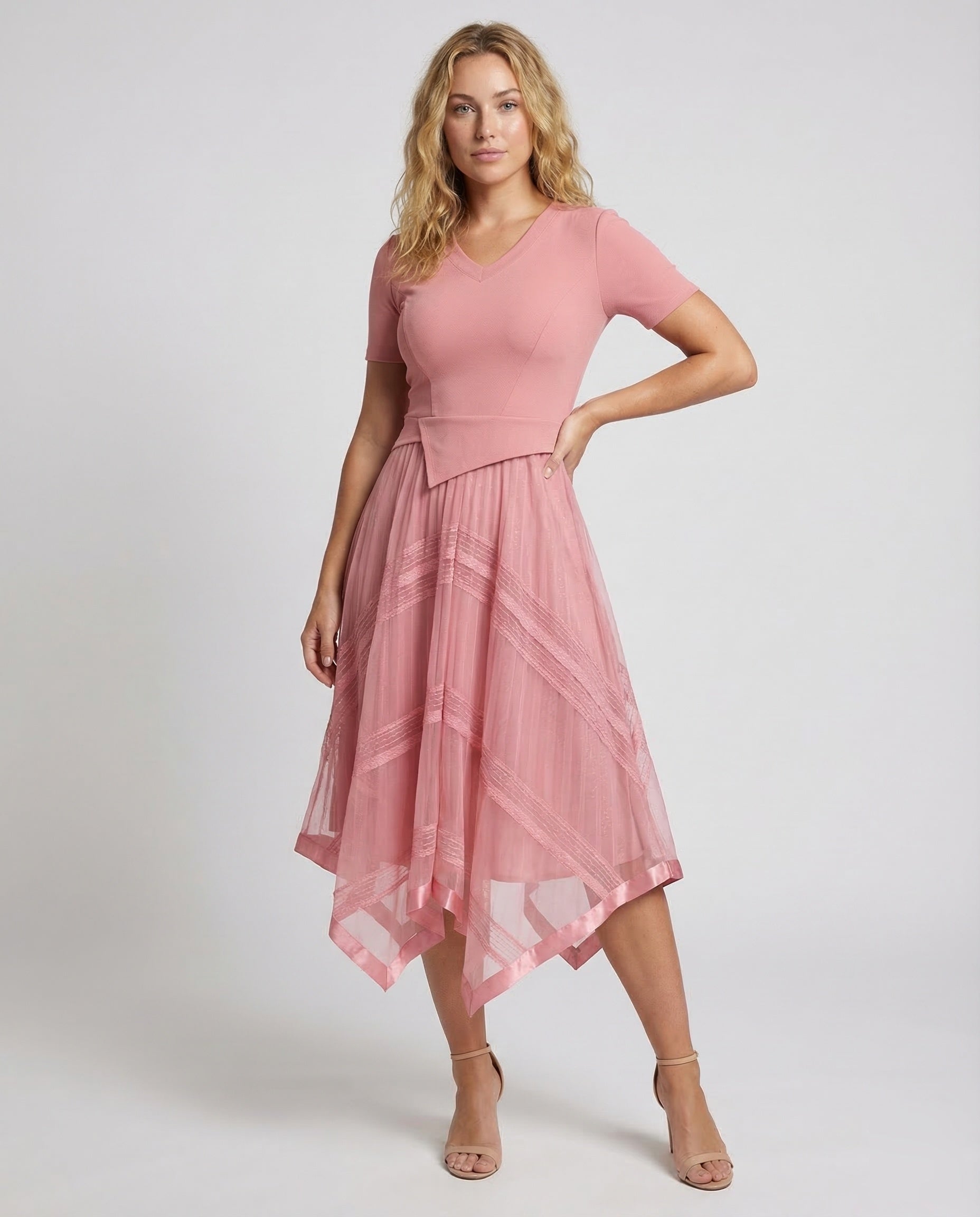 Damen Strickkleid Stufenrock Midilänge - Eveloria