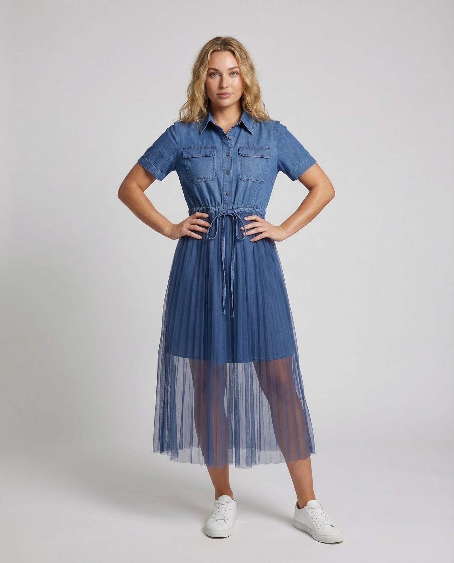 Damen Jeanskleid mit Tüll - Eveloria