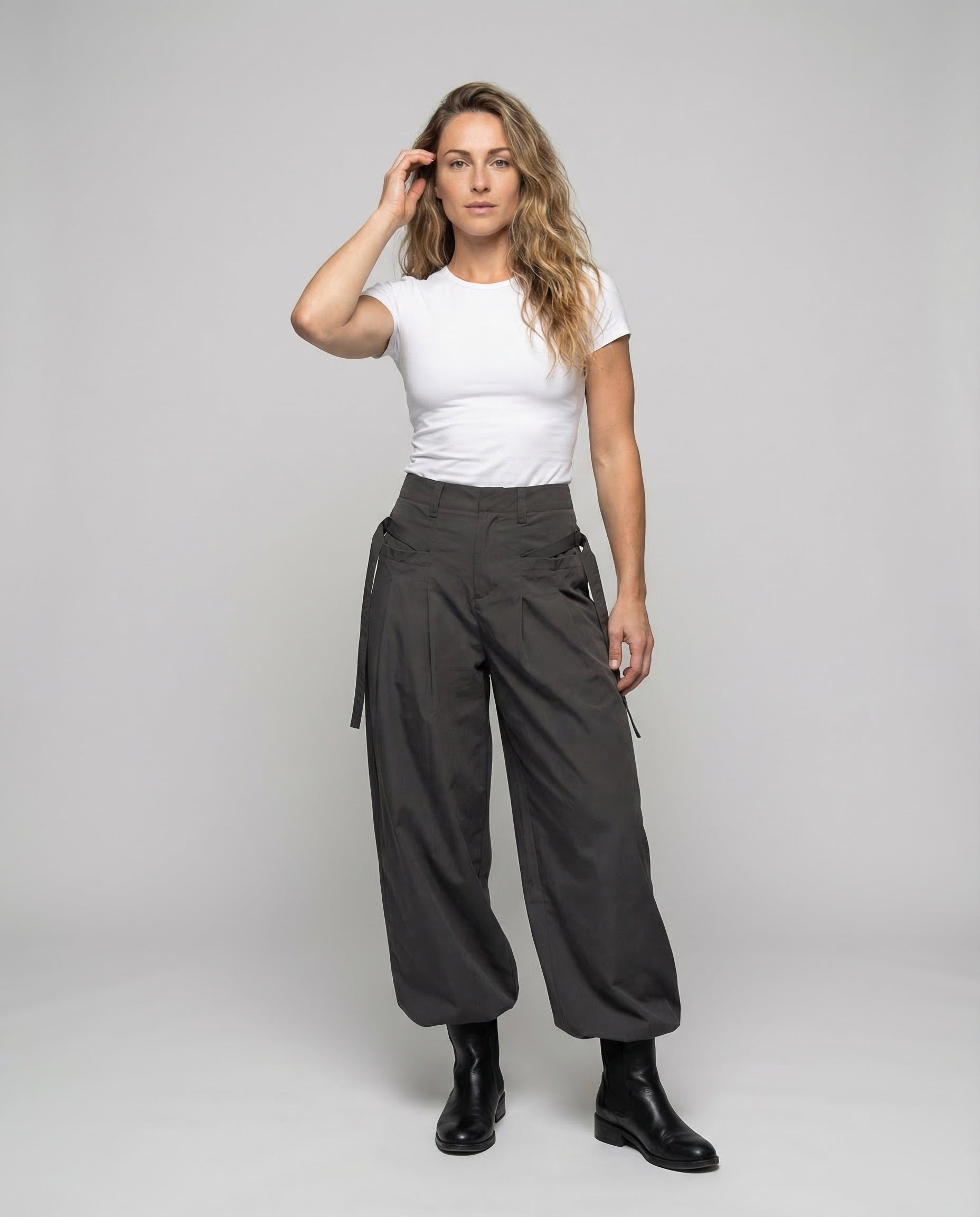 Damen High Waist Bundfaltenhose Oversize - Eveloria