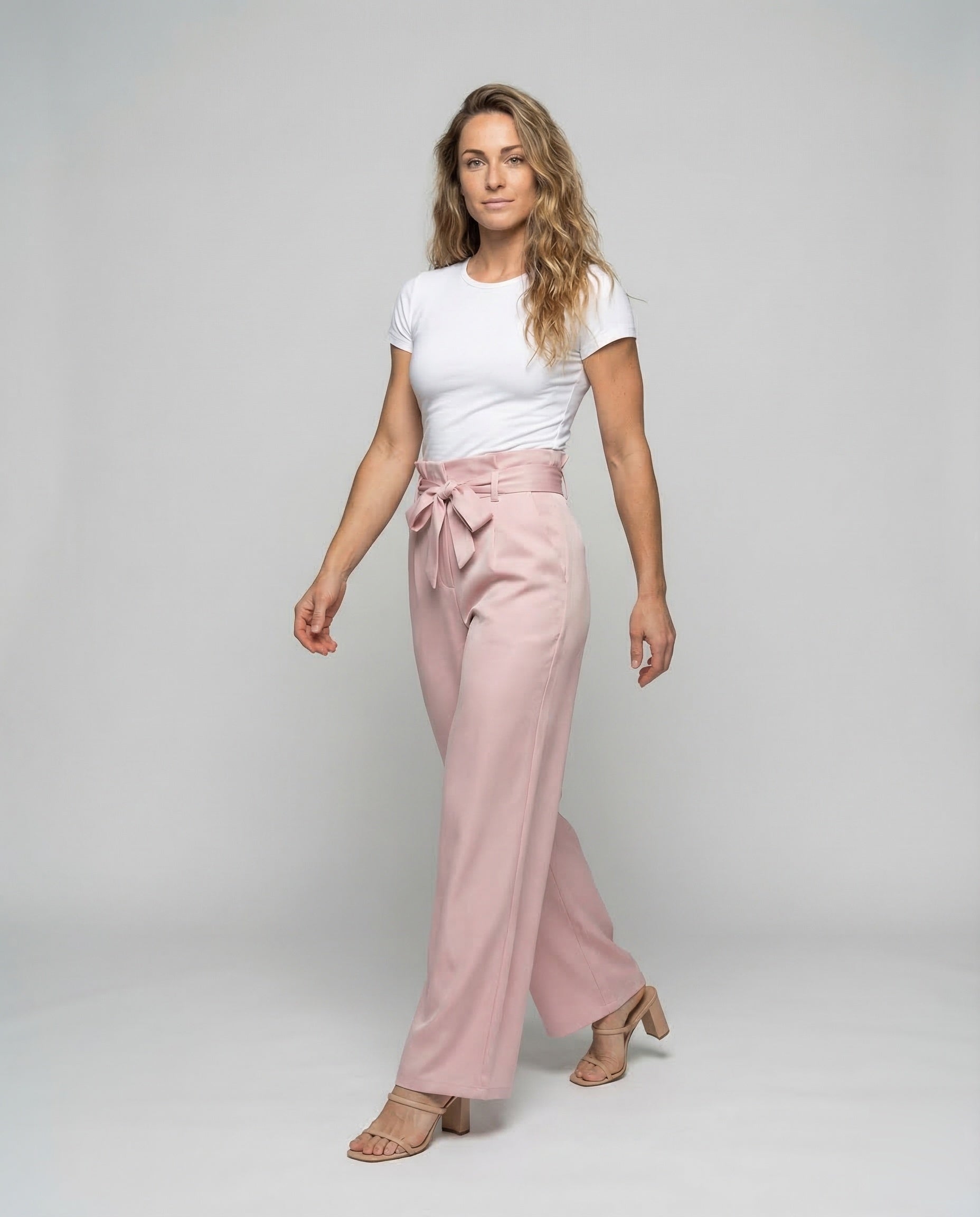 Damen High Waist Hose mit Bindegürtel - Eveloria