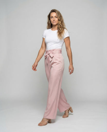 Damen High Waist Hose mit Bindegürtel - Eveloria
