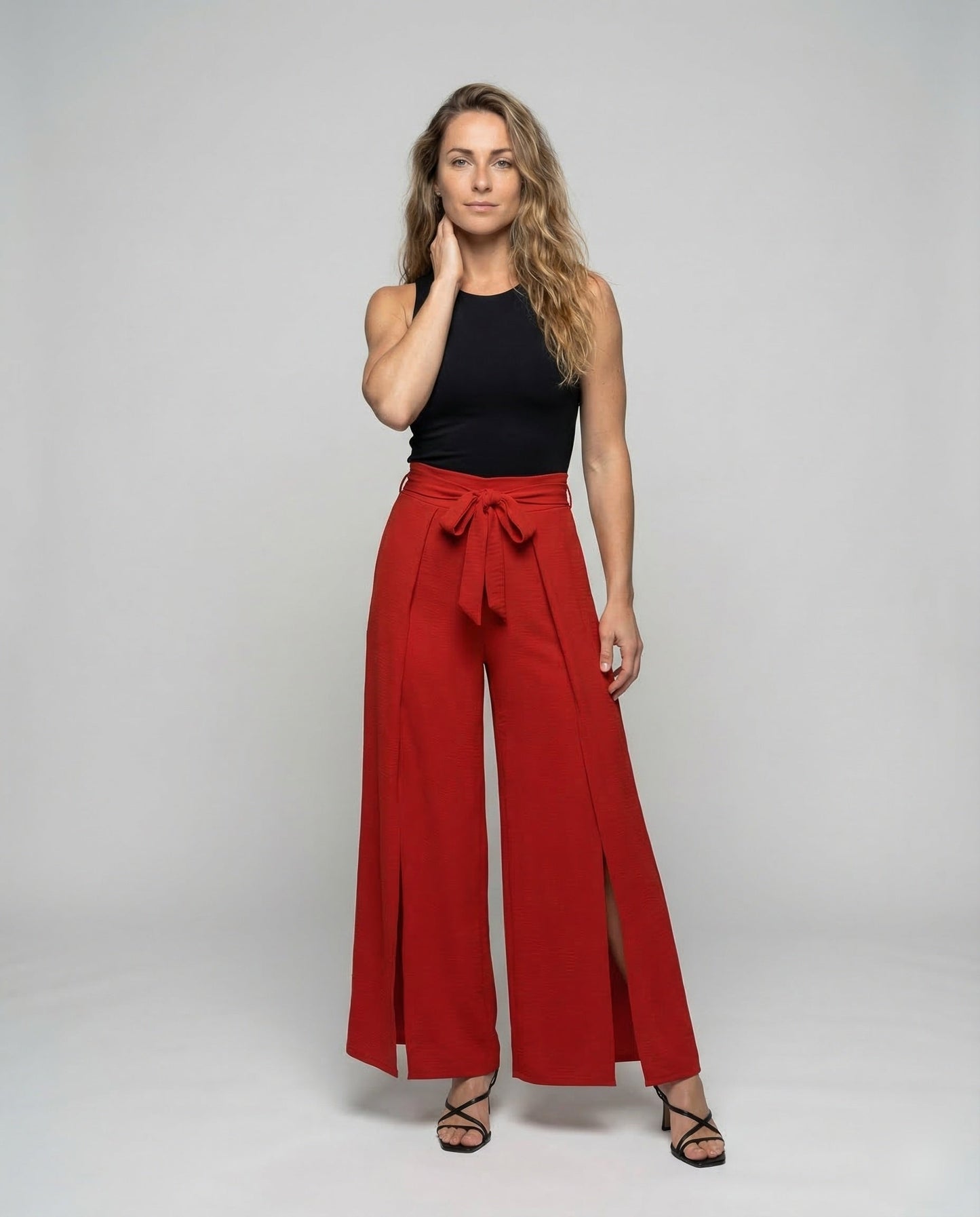 Damen High-Waist Palazzo-Hose mit Schlitz - Eveloria