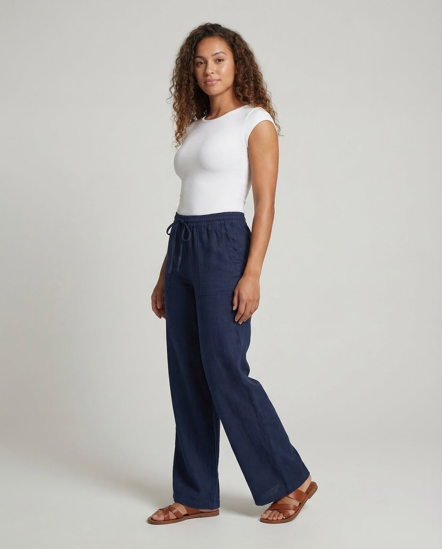 Damen Leinenhose Maxi Weit - Eveloria