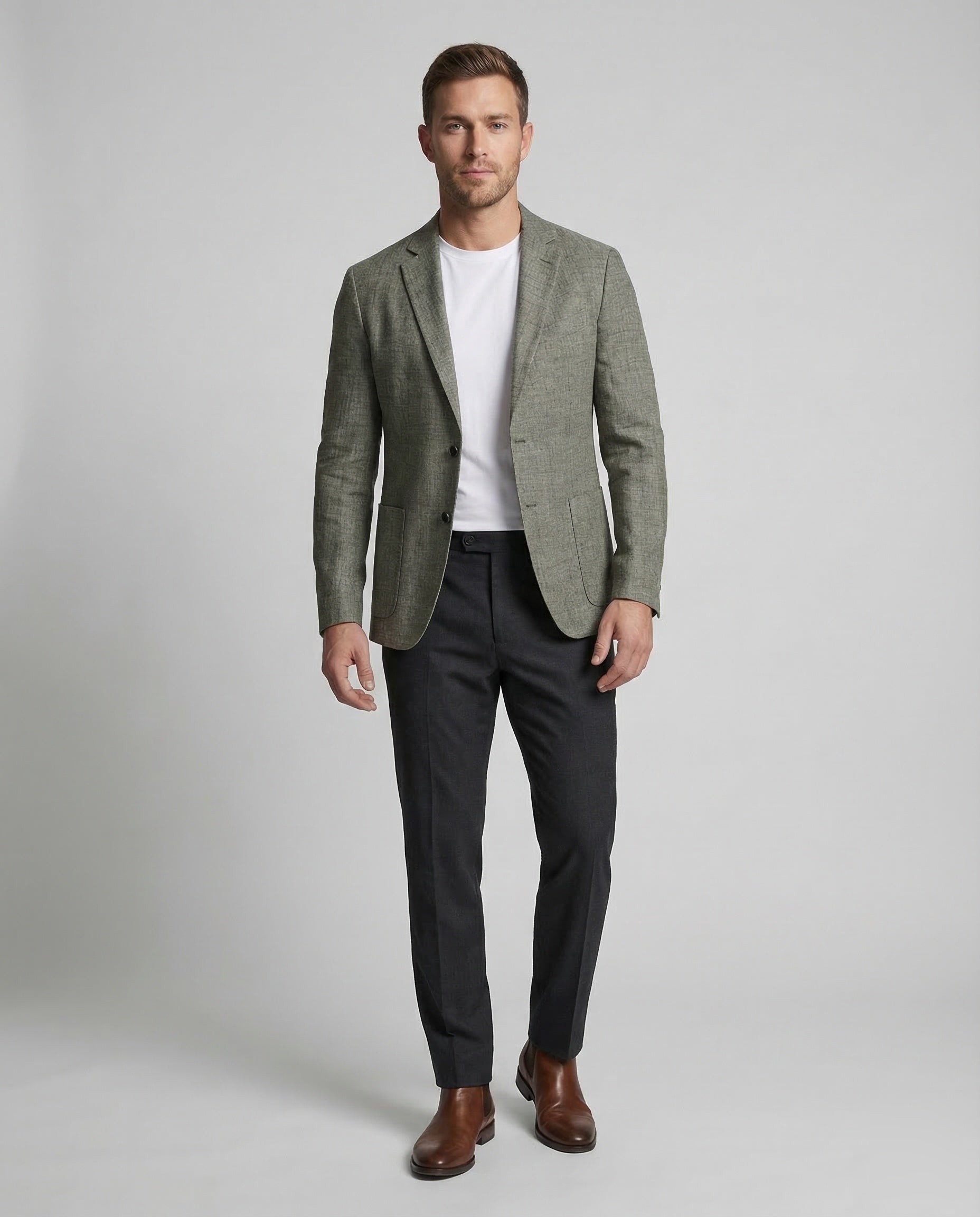 Herren Sakko Leinenmix Beige - Eveloria