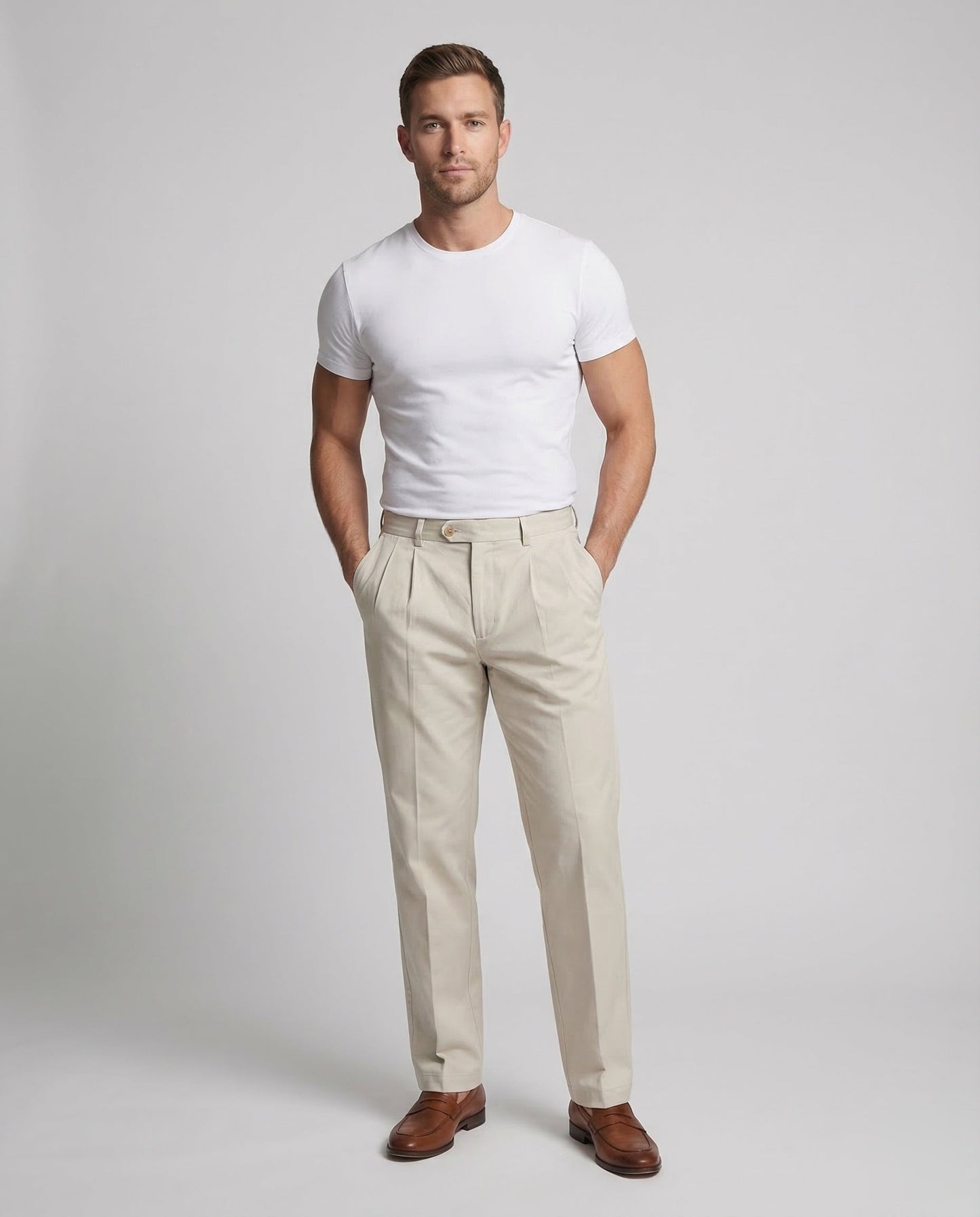 Herren Stretchhose mit Bundfalten - Eveloria