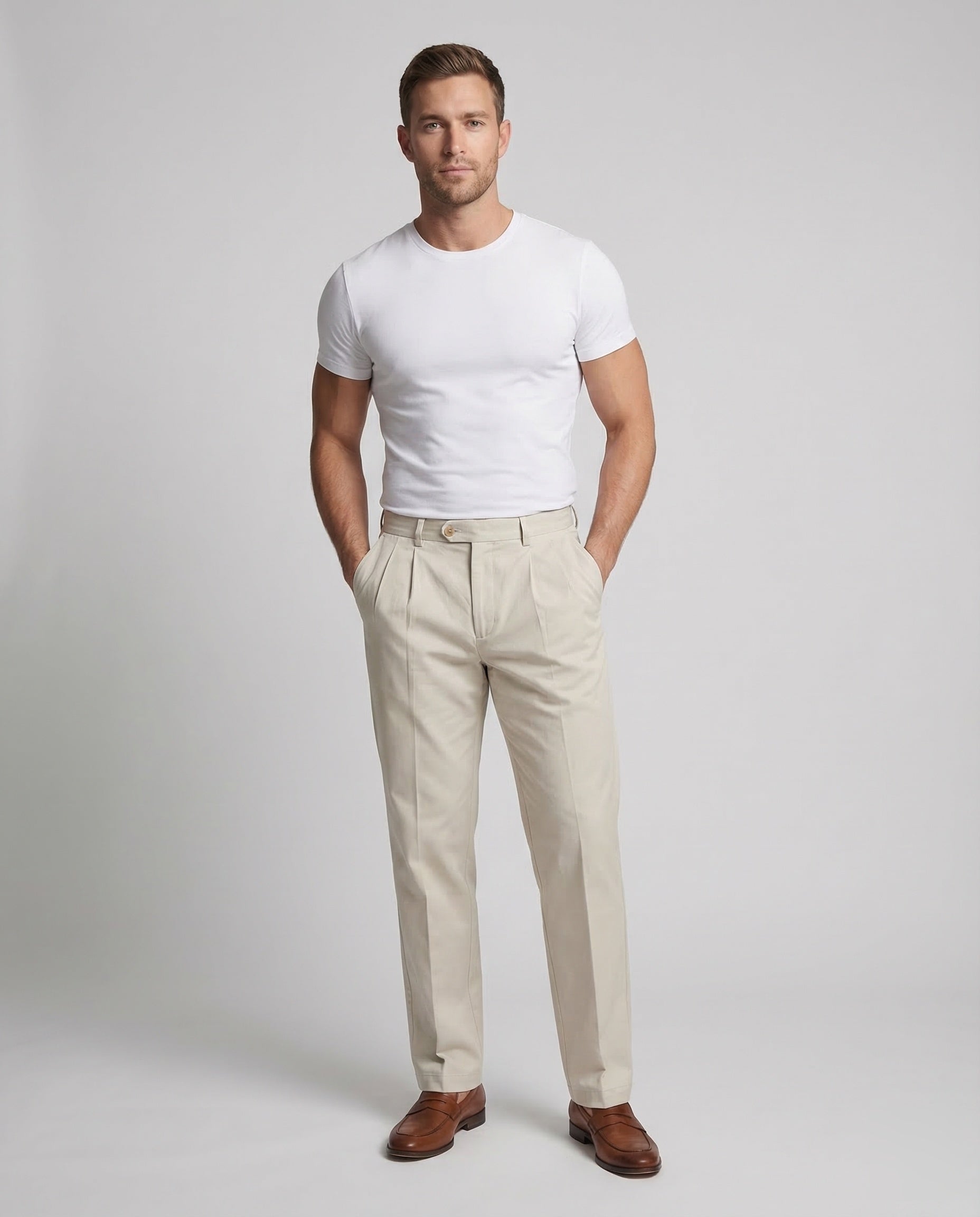 Herren Stretchhose mit Bundfalten - Eveloria