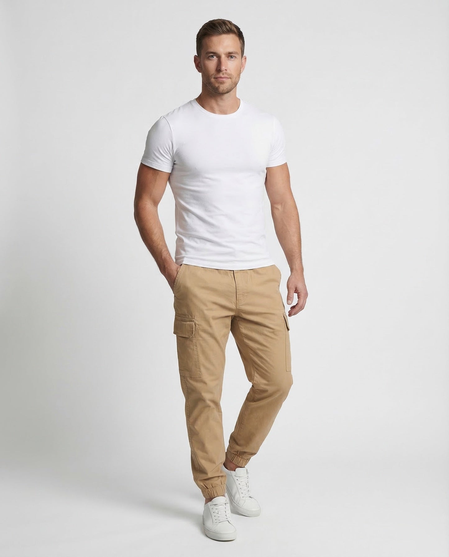 Herren Cargo-Hose Locker Beige Baumwolle - Eveloria
