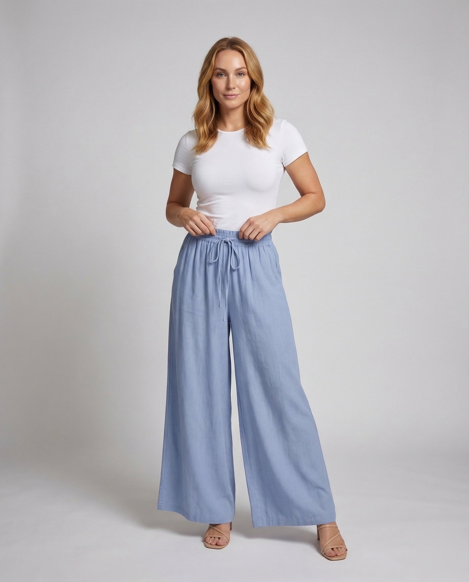 Damen Palazzo-Hose mit Elastikbund - Eveloria