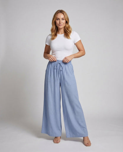 Damen Palazzo-Hose mit Elastikbund - Eveloria