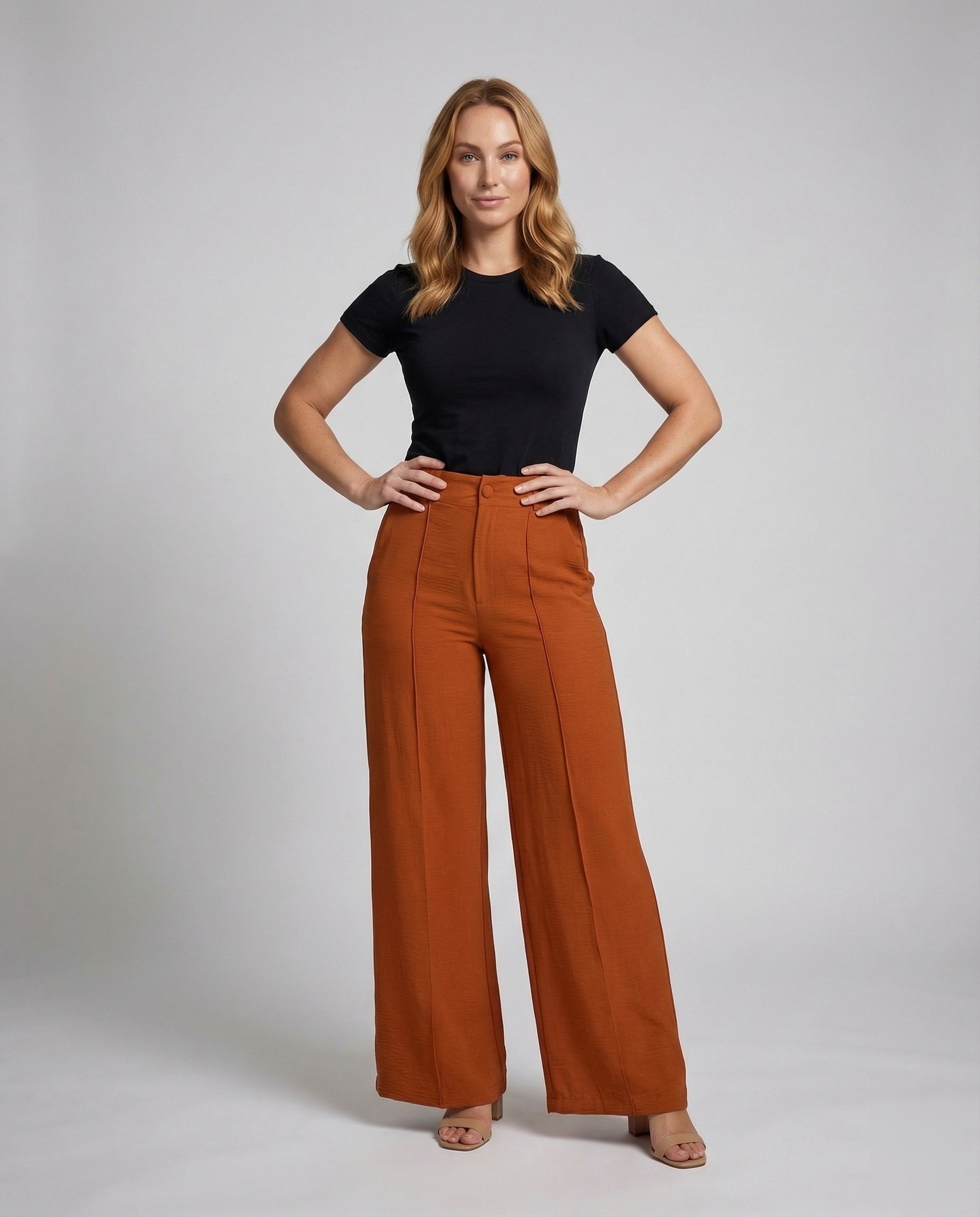Damen High Waist Palazzo Hose Bügelfalte - Eveloria