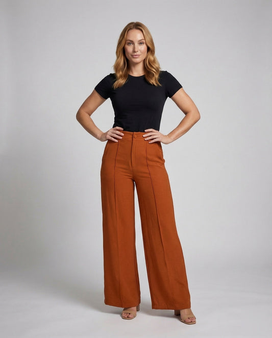 Damen High Waist Palazzo Hose Bügelfalte - Eveloria
