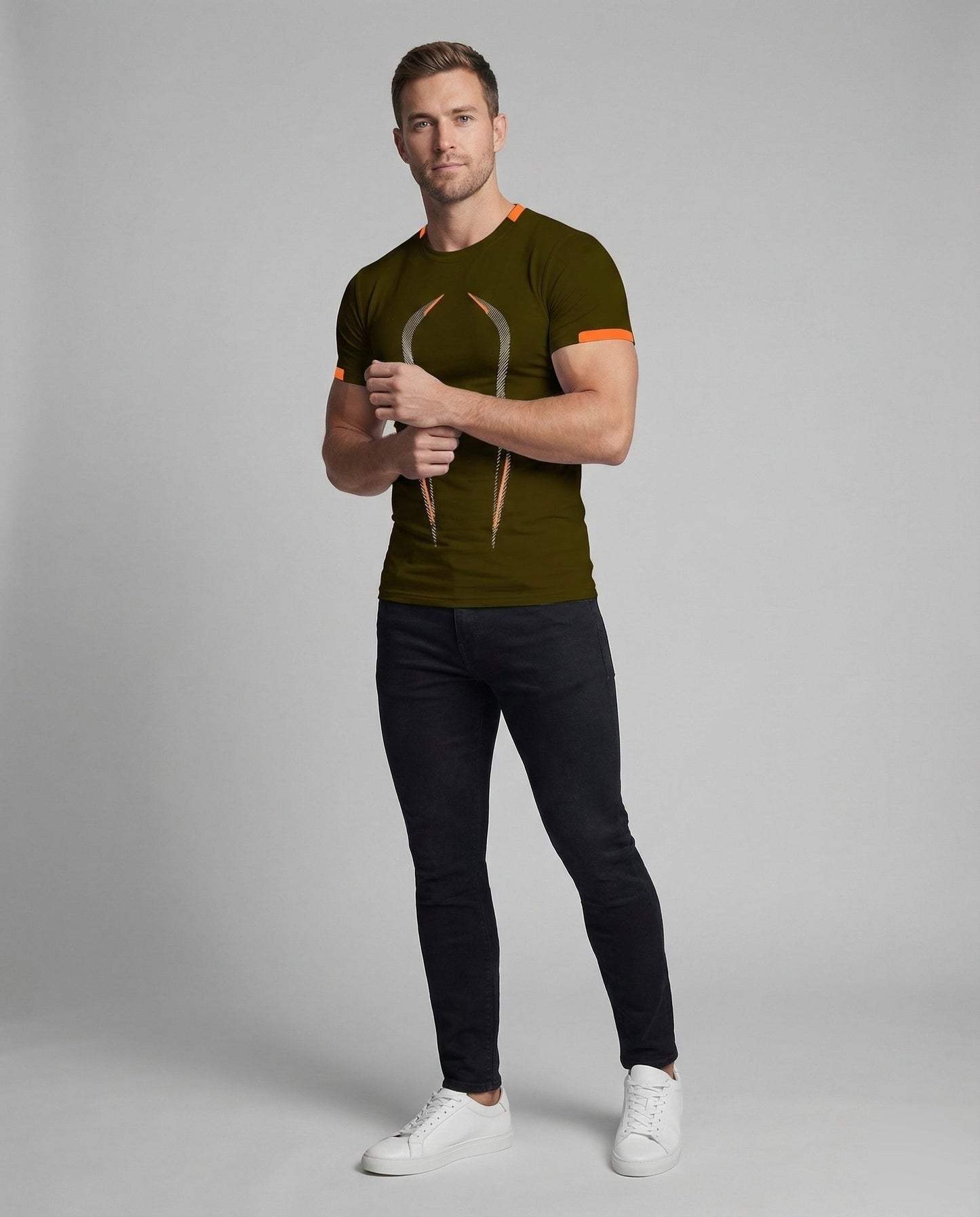 Herren Fitnessshirt Grafikbaumwolle Schwarz - Eveloria