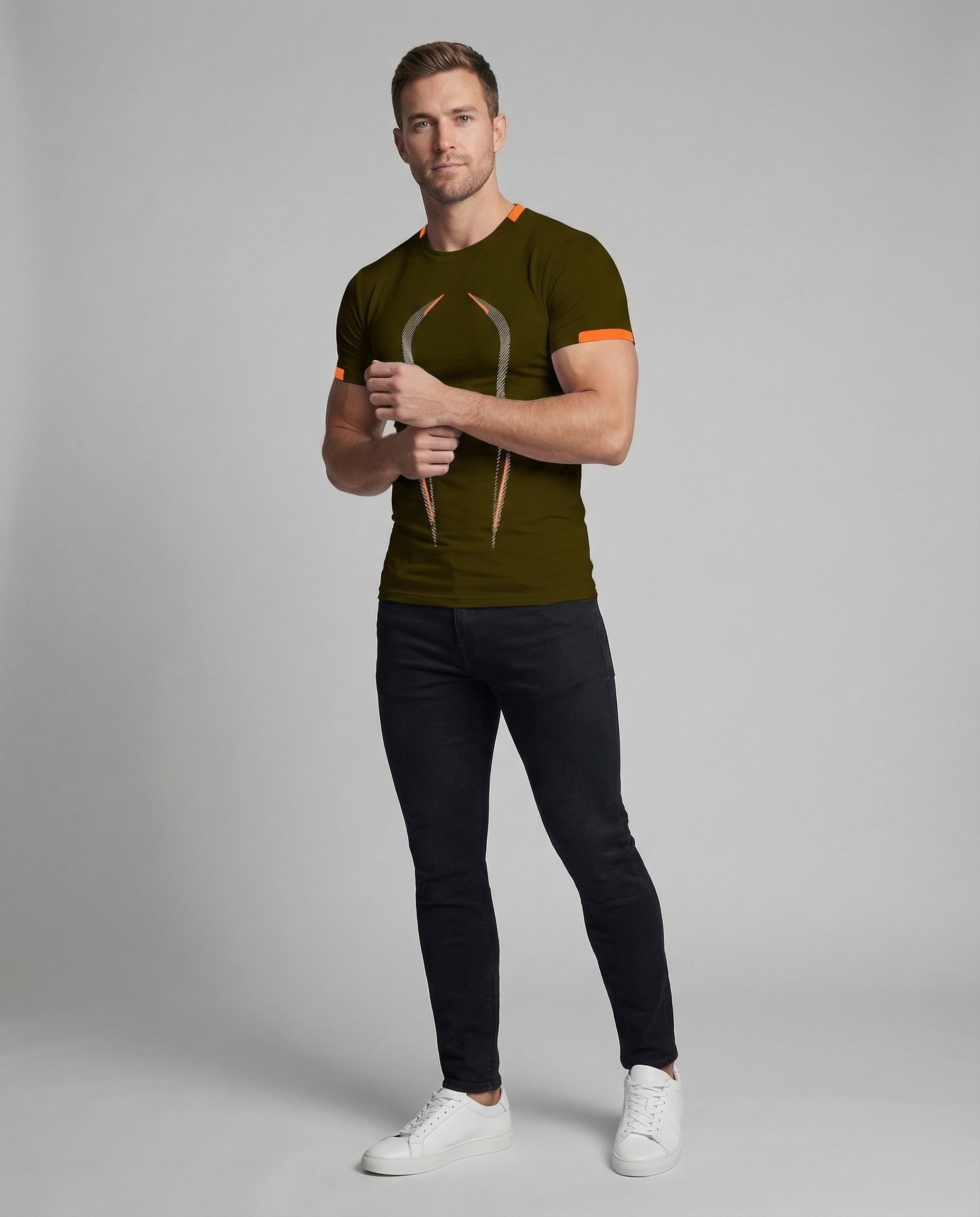Herren Fitnessshirt Grafikbaumwolle Schwarz - Eveloria