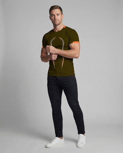 Herren Fitnessshirt Grafikbaumwolle Schwarz - Eveloria