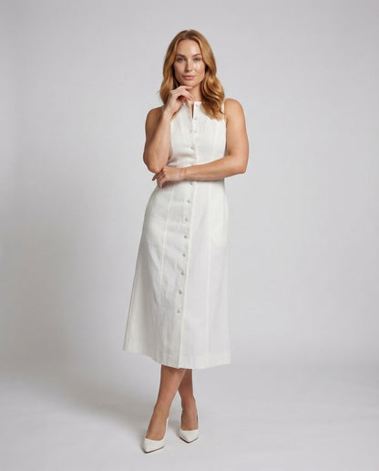 Damen Midikleid Tailliert Schlitz - Eveloria