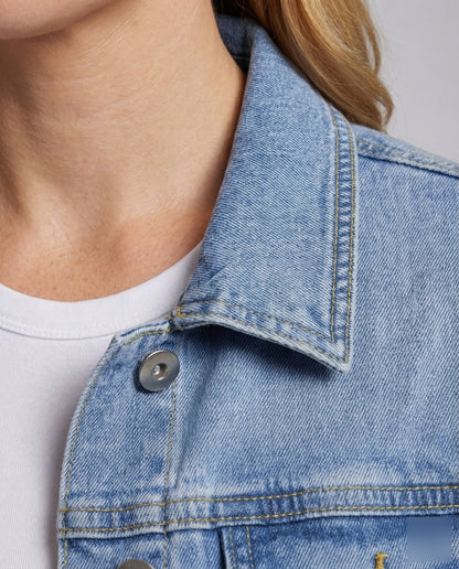 Damen Jeansjacke Boxy mit Druckknöpfen