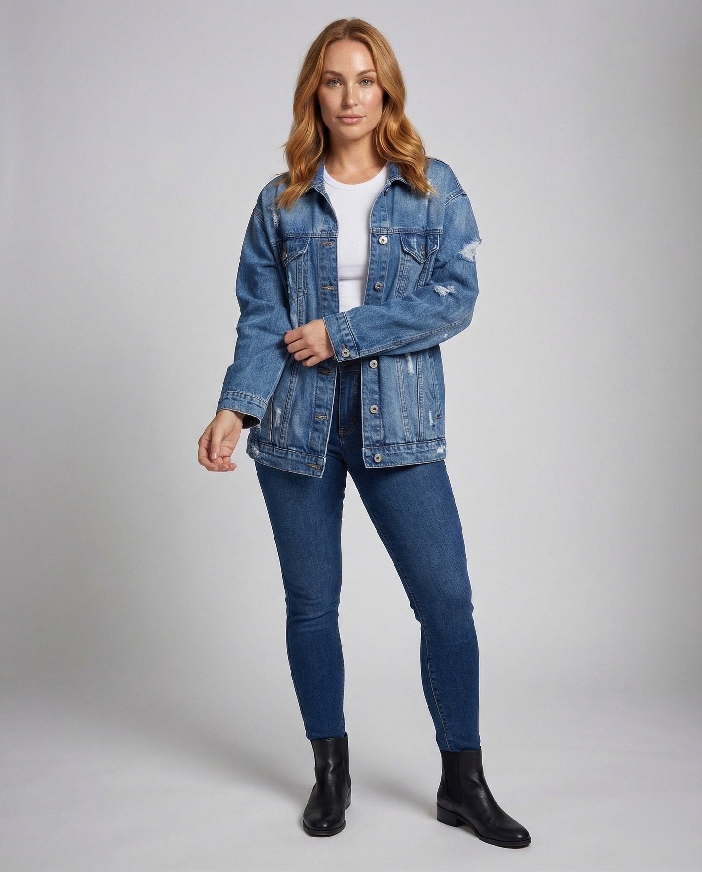 Damen Jeansjacke Lang Verwendet - Eveloria