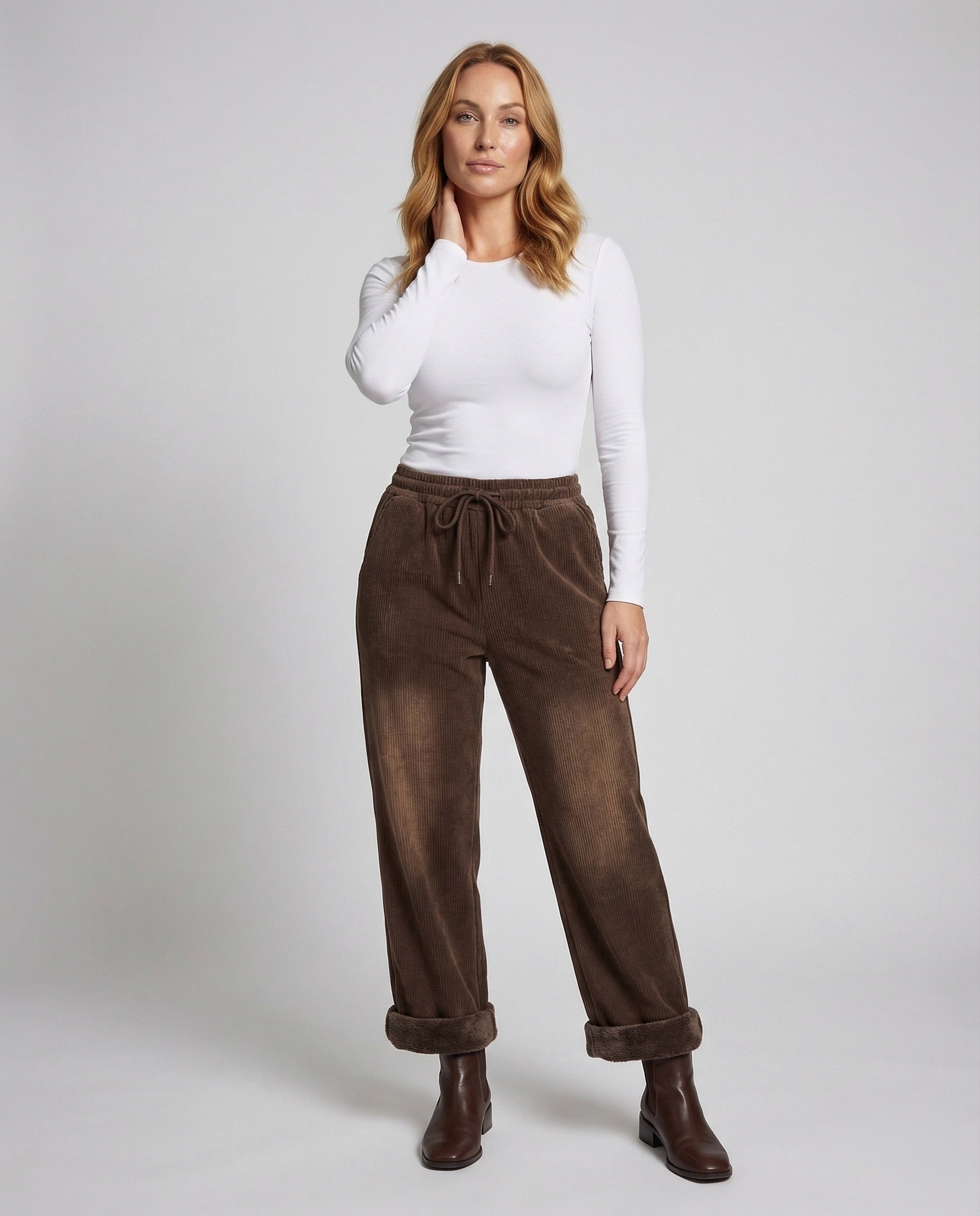 Damen Thermo Cordhose mit Teddyfutter - Eveloria