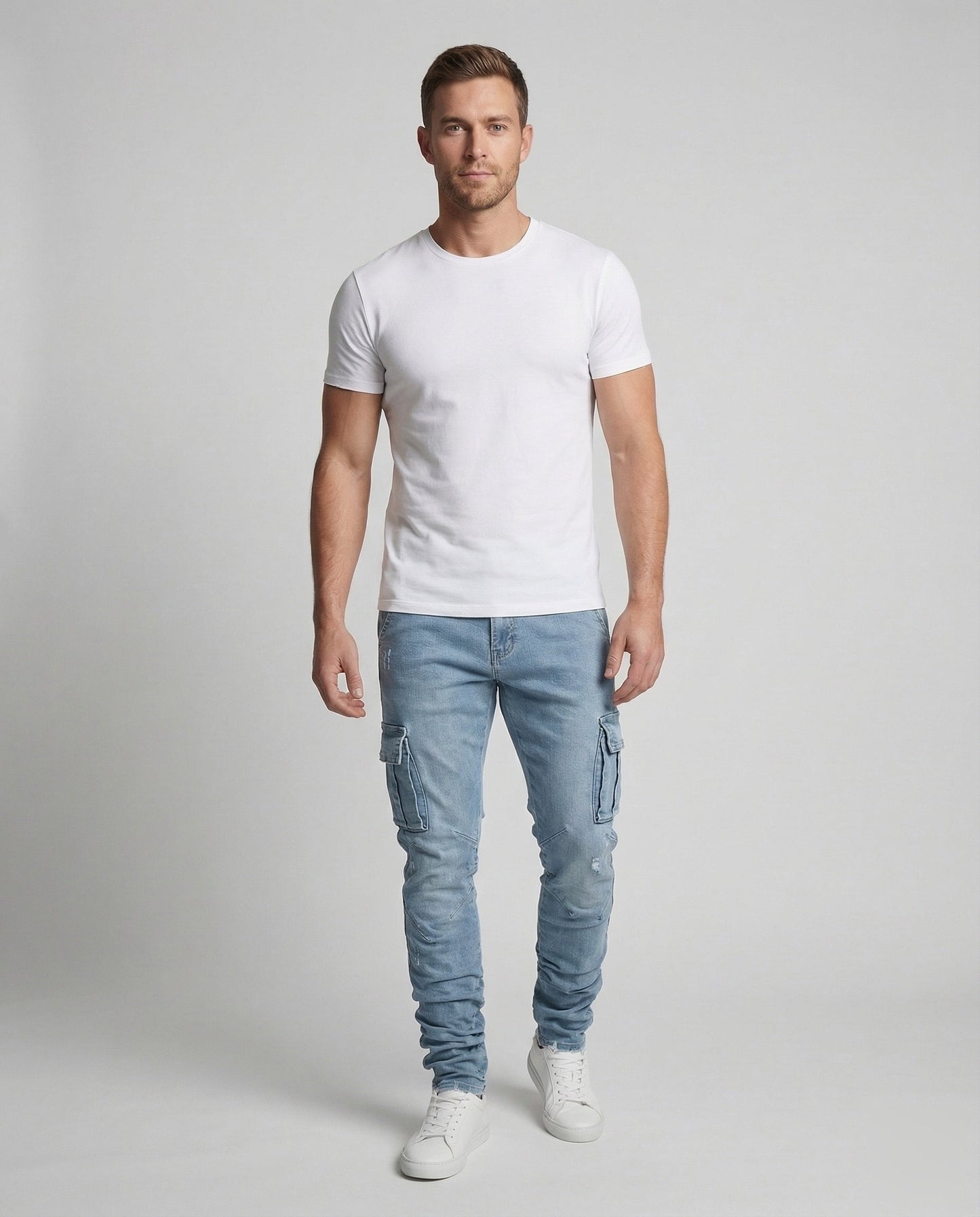 Herren Cargo Jogger Jeans Baumwolle Schwarz - Eveloria
