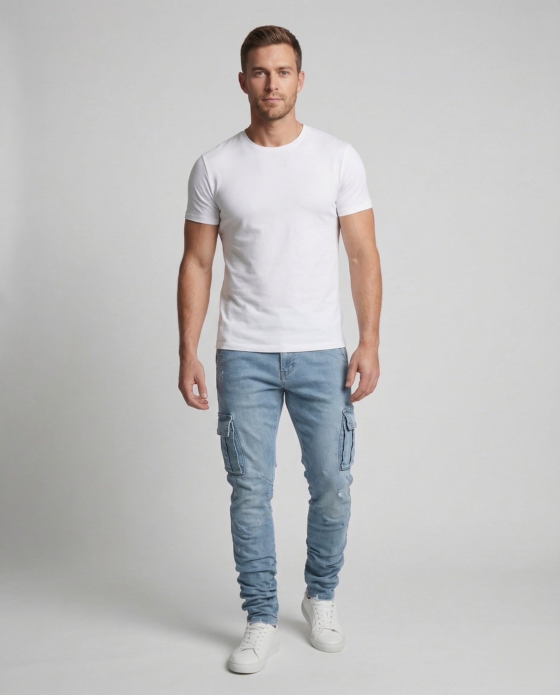Herren Cargo Jogger Jeans Baumwolle Schwarz - Eveloria